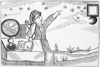 Wizard Consulting the Moon and the Stars, kuvitus esoteerika-aiheisten chapbook-kokoelmasta tekijältä English School
