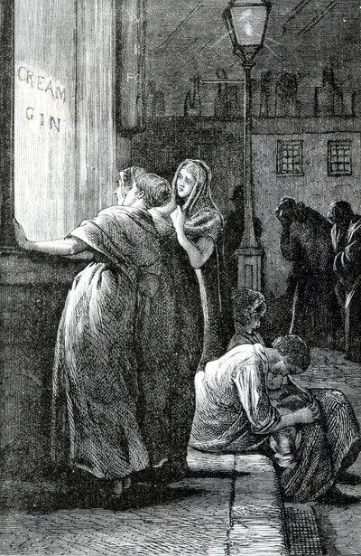 Naiset ja ginin juominen, 1800-luku tekijältä English School