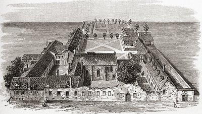 Worcester College, entinen Gloucester Hall, Oxford n. 1673, J. R. Greenin teoksesta A Short History of the English People, julkaistu 1893 tekijältä English School