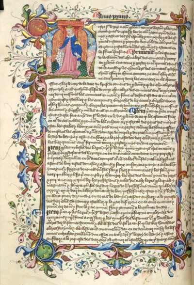 Yates Thompson 48, f.172v Henry V:n historiallinen alkukirjain 