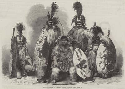 Zulu Kaffirs of Natal, Etelä-Afrikka (kaiverrus) tekijältä English School
