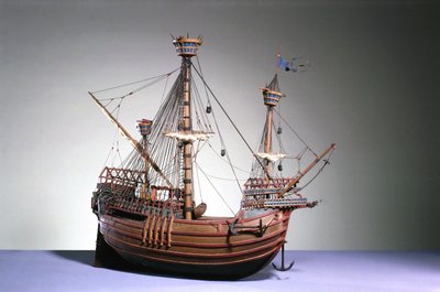 1:60 mittakaavassa malli flaamilaista carrakkia noin 1480 (puuta) tekijältä English School English School