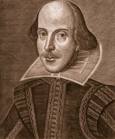 Muotokuva William Shakespearesta, kaiverrus Martin Droeshout (n. 1560-n. 1642), 1623 tekijältä English School English School