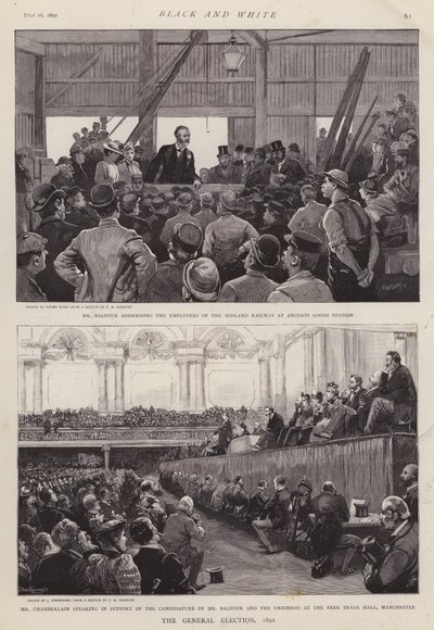 Kohtauksia Britannian vuoden 1892 vaalikampanjasta (litho) tekijältä Enoch Ward