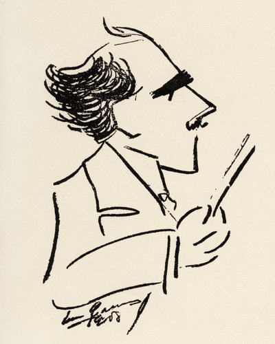 Arturo Toscanini (1867-1957) italialainen kapellimestari Enrico Caruson (italialainen tenori) pilakuvassa. tekijältä Enrico Caruso