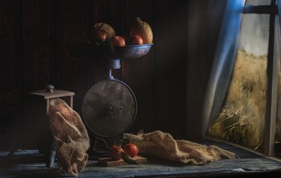 Maalaishenkinen sadonkorjuu-asetelma tekijältä Enrico Sottocorna