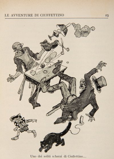 Kuvitus elokuvasta The Adventures of Bullfinch (Härkälinnun seikkailut) tekijältä Enrico de Conti Novelli
