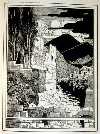 Sodoman rauniot, kirjasta Juuda, jonka on kuvittanut Ephraim Moses Lilien (1874-1925). Liliania pidetään sionistisen ikonografian isänä, joka on luotu jugendstil-tyyliin (saksalainen jugendtyyli). Hän kuvitti "Juda" (1900), raamatullisen runoilijan kirjan tekijältä Ephraim Moses Lilien