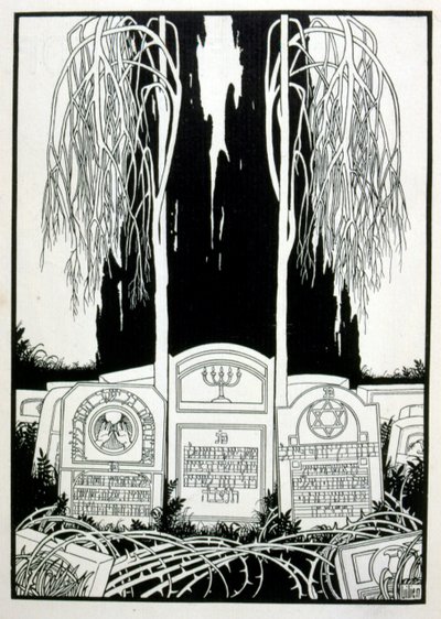 sivu teoksesta "Juuda". ei-juutalaisen runoilijan Börries von Münchhausenin balladikokoelma 1900. tekijältä Ephraim Moses Lilien