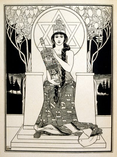 sivu teoksesta "Juuda". ei-juutalaisen runoilijan Börries von Münchhausenin balladikokoelma 1900. tekijältä Ephraim Moses Lilien