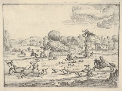 Villisian metsästys maisemassa, n. 1620-38. tekijältä Ercole Bazicaluva