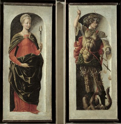 Pyhä Apollonia ja Pyhä Mikael, n. 1473 tekijältä Ercole de Roberti