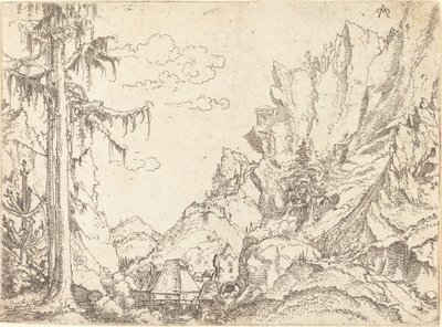 Vuoristomaisema, 15101525. tekijältä Erhard Altdorfer