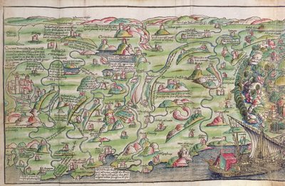 Jerusalemin kaupungin kartta, Bernhard von Breydenbachin (1440-97) "Pyhiinvaellus Pyhässä maassa" tekijältä Erhard Reuwich