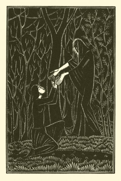 Kuolema ja nainen (litho) tekijältä Eric Gill