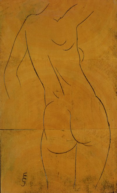 Nainen alastonkuva takaa (puupalikka) tekijältä Eric Gill