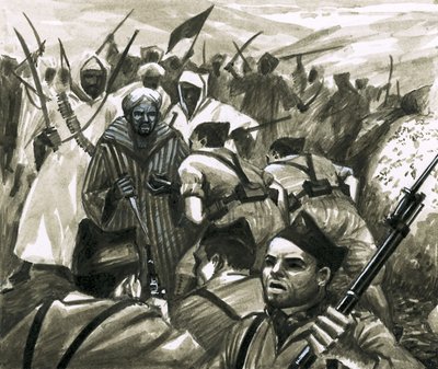 Kenraali Franco taistelee Riff-kapinallisia vastaan Marokossa. tekijältä Eric Parker