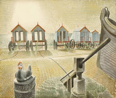Aldeburgh Bathing Machines, 1938 tekijältä Eric Ravilious