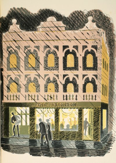 Public House, kuvitus J.M. Richardsin High Streetistä, painanut Curwen Press, pubi. Kirjailija: Country Life, 1938 tekijältä Eric Ravilious