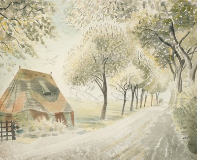 Tie lentokentän vieressä, n. 1942 tekijältä Eric Ravilious