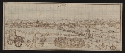 Koko sivu: kaupunkinäkymä: Ecija (kynäpiirros) tekijältä Erich Lessing