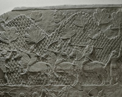 Assyrian kuningas Ashurbanipalin armeija taistelussa Elamia vastaan käydyn sotaretken aikana ... tekijältä Erich Lessing