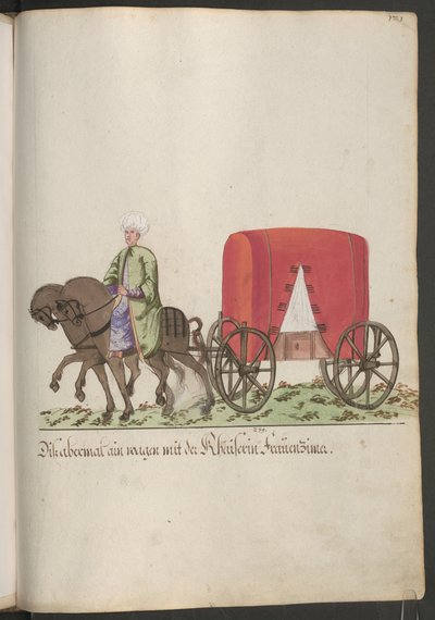 sulttaanin serail, hovinaisen vaunut; kahden hevosen ja ratsastajan vaunut. tekijältä Erich Lessing