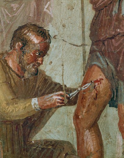 Haavoittunut Aeneas Venuksen ja Ascaniuksen välissä (fresko) tekijältä Erich Lessing