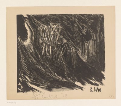 Abstrakti koostumus Das Trinklied vom Jammer der Erde (Li Tai Po) (alkuperäinen nimi) tekijältä Erich Wichmann (signed by artist)