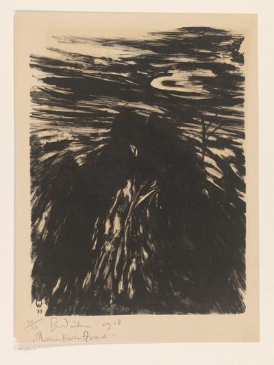 Romanttinen ilta (alkuperäinen nimi esineessä) tekijältä Erich Wichmann (signed by artist)