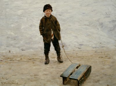 Briskeby-poika kelkan kanssa tekijältä Erik Theodor Werenskiold