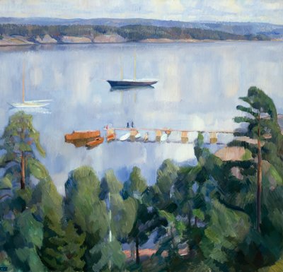 Näkymä Lysakerista Bygdoyta kohti tekijältä Erik Theodor Werenskiold