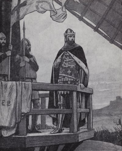 Kuningas Edward III Crecyn taistelussa, Ranskassa, 26. elokuuta 1346 (litho) tekijältä Ernest (after) Board