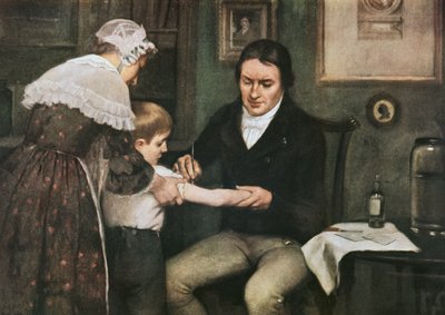 Tohtori Edward Jenner (1749-1823) antoi ensimmäisen rokotuksensa isorokkoa vastaan James Phippsille, kahdeksanvuotiaalle pojalle, 14. toukokuuta tekijältä Ernest Board