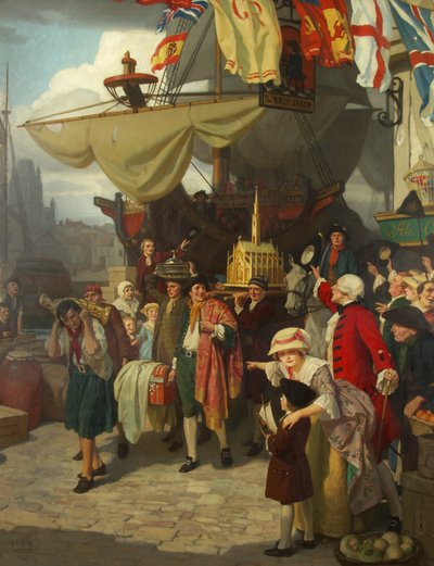 Kahden vangitun espanjalaisen aarrealuksen purku Bristolissa syyskuussa 1745 tekijältä Ernest Board