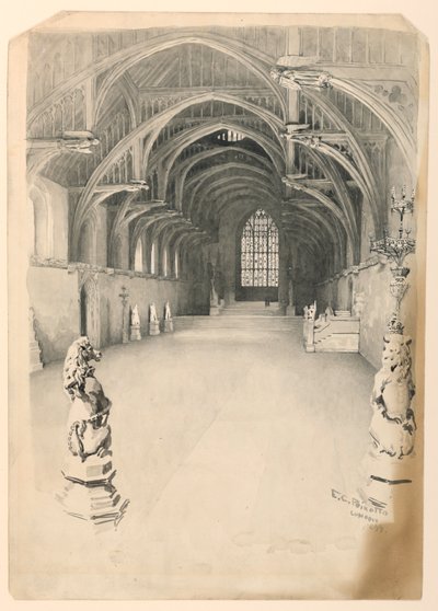 Westminster Hallin sisätilat tekijältä Ernest Clifford Peixotto