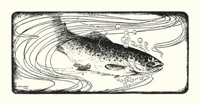 Lohi koukussa (litografia) tekijältä Ernest Edward Briggs