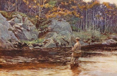 Taimenen kalastus Gallowayssa (värilitro) tekijältä Ernest Edward Briggs