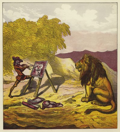 John Bold maalaus leijona tekijältä Ernest Henry Griset