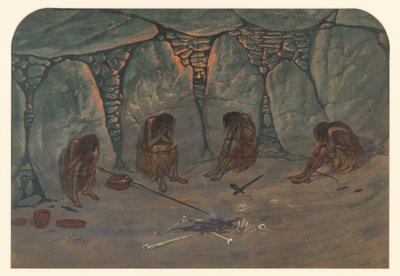 Esihistoriallinen kohtaus, 1871 tekijältä Ernest Henry Griset