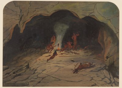 Esihistoriallinen kohtaus, 1871 tekijältä Ernest Henry Griset