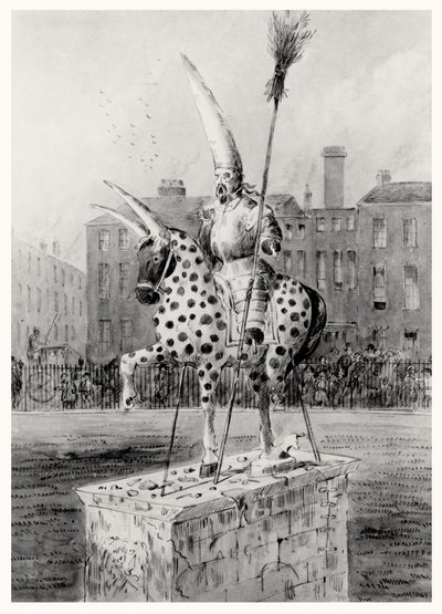 Patsas Leicester Squarella keskiviikkoaamuna 17. lokakuuta 1866 (kynä ja muste ja wc paperilla) tekijältä Ernest Henry Griset
