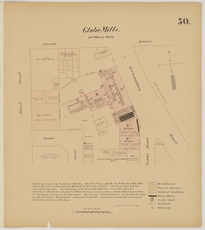 Girard Ave, Germantown Rd, 3rd St ja Canal Street, Hexamer General Surveys, 1867. tekijältä Ernest Hexamer