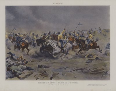 Bataille de Marengo - Charge du 12e Hussards (12. husaarien hyökkäys Marengon taistelussa) tekijältä Ernest Jean Delahaye