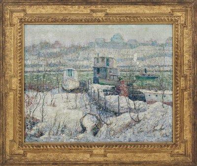 Venevaja, talvi, Harlem-joki, n. 1916 tekijältä Ernest Lawson
