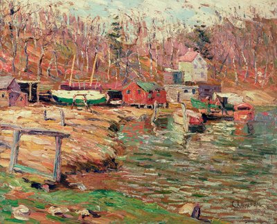 Harlem River Scene (öljy masoniittiin) tekijältä Ernest Lawson