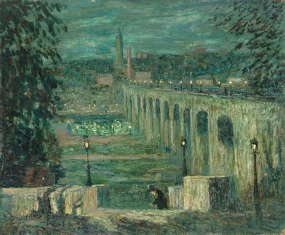 High Bridge at Night, New York City, n. 19101920. tekijältä Ernest Lawson