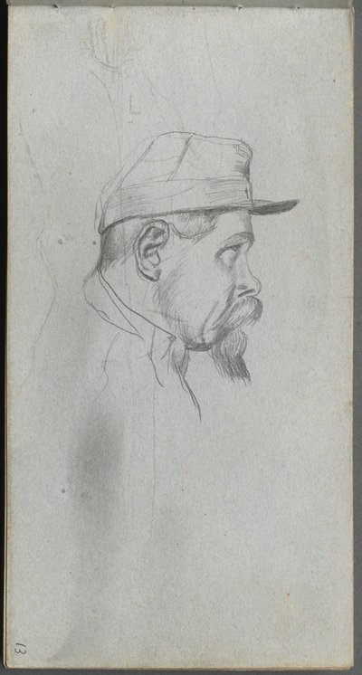 Luonnoskirja, sivu 13: Miehen rintakuva profiilissa. tekijältä Jean Louis Ernest Meissonier