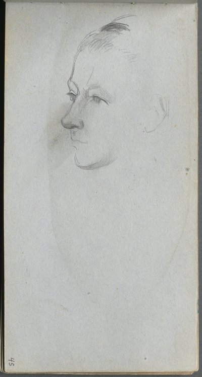 Luonnoskirja, sivu 45: Naisen kasvot, 34 Näkymä. tekijältä Jean-Louis Ernest Meissonier