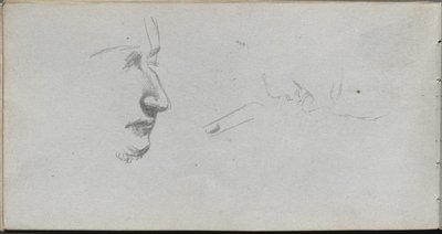 Luonnoskirja, sivu 80: Kasvojen tutkimus. tekijältä Jean Louis Ernest Meissonier